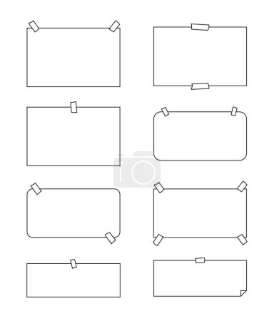 Ilustración de Conjunto de notas adhesivas y hojas de papel en el fondo del esquema. - Imagen libre de derechos