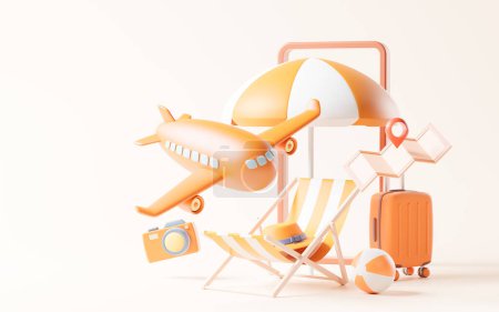 Airplane with cartoon style, 3d rendering. Digital drawing.