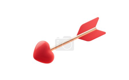 Love heart arrow with Valentine's Day concept, 3d rendering. Digital drawing.