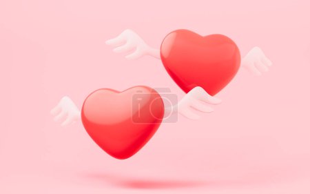 Photo for Love heart with 3d cartoon style, festival celebration, 3d rendering. Digital drawing. - Royalty Free Image