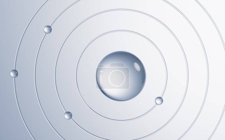 Téléchargez les photos : Transparent ball with rings surrounded, 3d rendering. Digital drawing. - en image libre de droit