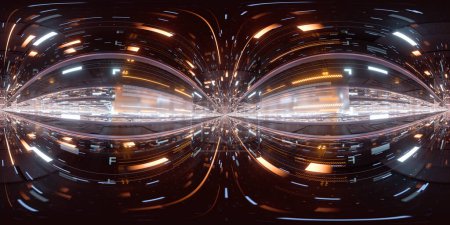 Foto de Túnel ciberespacio digital, vista panorámica sin fisuras de 360 grados, renderizado en 3D. Dibujo digital. - Imagen libre de derechos
