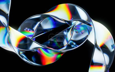 Foto de Vidrio de curva colorido con dispersión, renderizado 3D. Dibujo digital. - Imagen libre de derechos