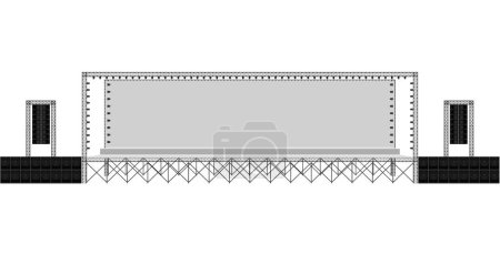 white stage and speaker with spotlight on the truss system on the white background