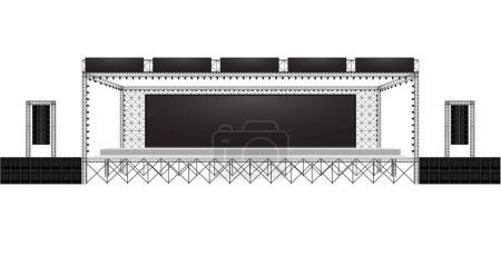 stage and speaker with led screen on the truss system on the white background