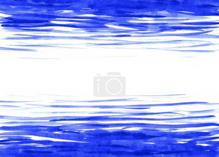 Photo for Abstract watercolor background with blue stripes. With a place for inscription in the center. - Royalty Free Image