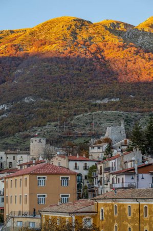 Photo for Barrea, L'Aquila, Abruzzo. Barrea is a small village in Abruzzo, perched on a rocky mountain spur. - Royalty Free Image