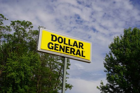 Photo for New Lisbon, Wisconsin USA - May 29th, 2023: Dollar General sign standing outside during a sunny day. - Royalty Free Image