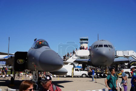 Photo for Oshkosh, Wisconsin USA - July 30th, 2022: Many people gathered at EAA AirVenture Oshkosh to see the USA Military aircrafts. - Royalty Free Image