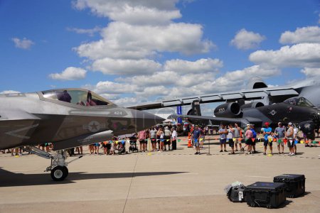 Photo for Oshkosh, Wisconsin USA - July 30th, 2022: USA Military Aircraft Lockheed Martin F-35 Lightning II at EAA AirVenture Oshkosh. - Royalty Free Image