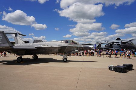 Photo for Oshkosh, Wisconsin USA - July 30th, 2022: USA Military Aircraft Lockheed Martin F-35 Lightning II at EAA AirVenture Oshkosh. - Royalty Free Image