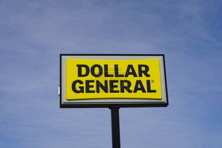 Photo for New Lisbon, Wisconsin USA - May 15th, 2023: Dollar General sign outside during a sunny day. - Royalty Free Image