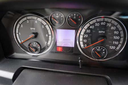 Photo for 2013 vehicle speed odometer dashboard stating oil change due - Royalty Free Image