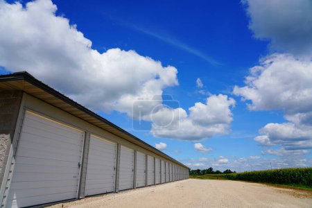 Photo for Storage unit buildings site outside of Fond du Lac, Wisconsin holding owers property. - Royalty Free Image