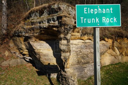 Photo for Elephant Trunk Rock formed on the side of mountain on side of road. - Royalty Free Image