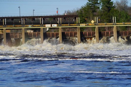 Photo for Wisconsin Dells, Wisconsin USA - April 18th, 2023: Hydroelectric power plant Kilbourn Dam powers the surrounding community. - Royalty Free Image