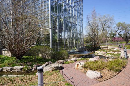 Photo for Man made Lagoon behind a botanical garden and conservatory. - Royalty Free Image