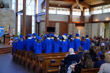 Photo for Fond du Lac, Wisconsin USA - June 19th, 2020: St Mary Catholic School graduation celebration in The Basilica School of St Mary. - Royalty Free Image