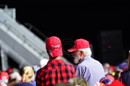 Photo for Mosinee, Wisconsin / USA - September 17th, 2020: Donald trump 45th president supporters gathered at wisconsin central airport for make america great again rally. - Royalty Free Image