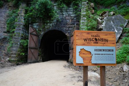 Photo for Sparta, Wisconsin USA - July 2nd, 2022: Old train tunnel on Elroy to Sparta Wisconsin nature bike trail - Royalty Free Image