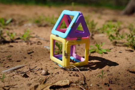 Photo for Magnet building blocks used outside to build objects - Royalty Free Image