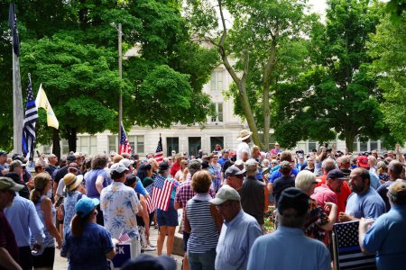 Photo for Kenosha, Wisconsin / USA - June 27th, 2020: Many Wisconsinites come out to back the badge rally for blue lives matter law enforcement support rally and rallied together at civic center park - Royalty Free Image
