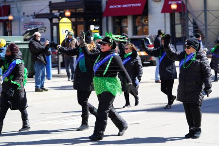 Photo for Milwaukee, Wisconsin USA - March 12th, 2022: Dancing Grannies danced around during St. Patrick's Day Irish parade celebration - Royalty Free Image