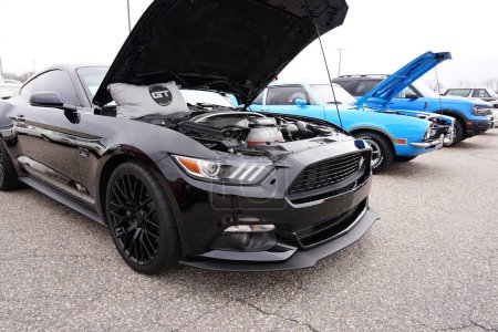 Photo for Baraboo, Wisconsin USA - April 30th, 2022: 2016 5.0 Ford Mustang GT CS sits at Cruise for a Cause car show. - Royalty Free Image