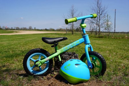 Photo for New Lisbon, Wisconsin USA - May 10th, 2023: Zycom Bike 10-inch Unisex Toddlers Balance Bicycle sits outside. - Royalty Free Image
