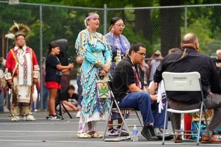 Photo for Wisconsin Dells, Wisconsin USA - September 17th, 2022: Native Americans of Ho - Chunk nation preformed native dances and rituals in front of spectators - Royalty Free Image