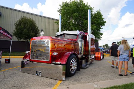Photo for Waupun, Wisconsin USA - August 11th, 2023: Many different colorful semi trucks showed up at Waupun's annual Truck-n-Show. - Royalty Free Image