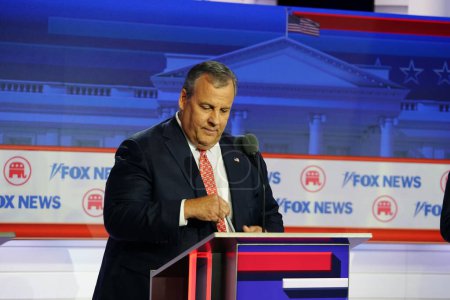 Photo for Milwaukee, Wisconsin USA - August 23rd, 2023: Chris Christie The former Governor of New Jersey participated in the 2024 Republican Presidential Debate. - Royalty Free Image