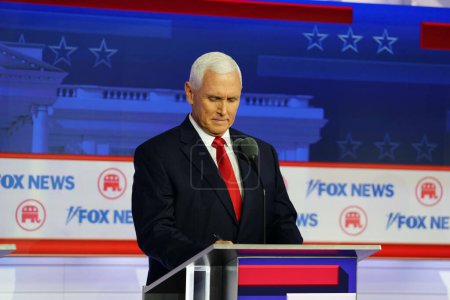 Photo for Milwaukee, Wisconsin USA - August 23rd, 2023: Mike Pence Former Vice President of the United States participated in the 2024 Presidential Debate. - Royalty Free Image
