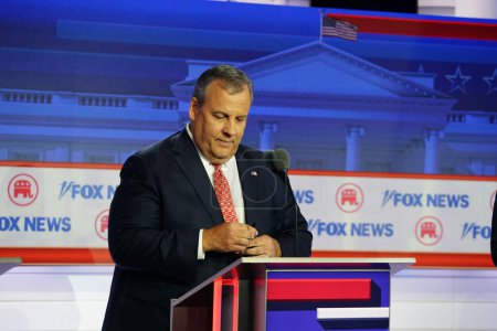 Photo for Milwaukee, Wisconsin USA - August 23rd, 2023: Chris Christie The former Governor of New Jersey participated in the 2024 Republican Presidential Debate. - Royalty Free Image