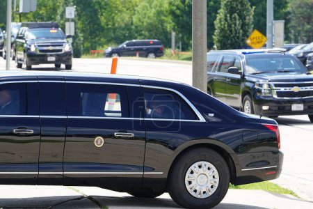 Photo for Milwaukee, Wisconsin USA - August 15th, 2023: President Joe Biden's presidential motocade showed up at Ingeteam company. - Royalty Free Image