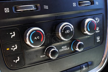 Photo for The air recirculation button effectively cuts off the outside air to the inside of the car 'recirculating' air inside your vehicle. - Royalty Free Image
