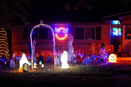 Photo for Necedah, Wisconsin / USA - October 27th, 2020: House owners dress up their yards in halloween theme for the holidays - Royalty Free Image