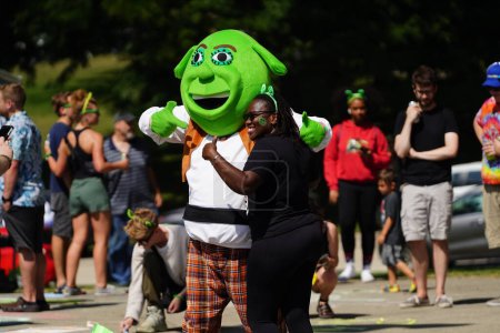 Photo for Milwaukee, Wisconsin USA - September 2nd, 2023: Fans of the Shrek Movie dressed up in Shrek character costumes and interacted with each other at the Shrekfest 2023. - Royalty Free Image
