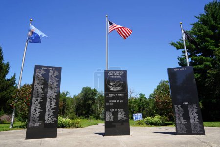 Photo for Lyndon Station, Wisconsin USA - August 14th, 2021: Veteran memorial site honoring fallen US military service men and women from Lyndon Station. - Royalty Free Image