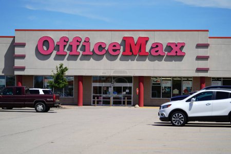 Photo for Oshkosh, Wisconsin / USA - July 19th, 2020: Office Max stores enforcing unconstitutional mandating face mask on customers and visitors nationwide cause of covid-19 coronavirus outbreak. No mask no service - Royalty Free Image