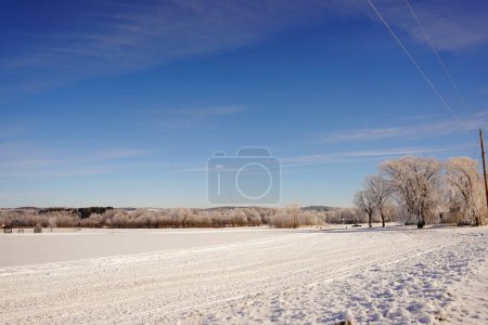 Photo for Frozen Winter country landscape outside of Campbellsport, Wisconsin - Royalty Free Image