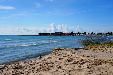 Photo for Beach shoreline to lake Michigan in Sheboygan, Wisconsin - Royalty Free Image
