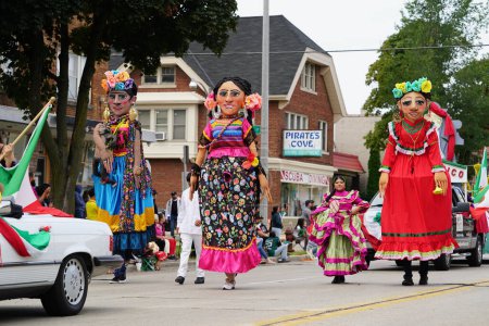 Photo for Milwaukee, Wisconsin USA - September 16th, 2023: Latino American, Hispanic American and Mexican American families held their annual Mexico Independence Day parade. - Royalty Free Image