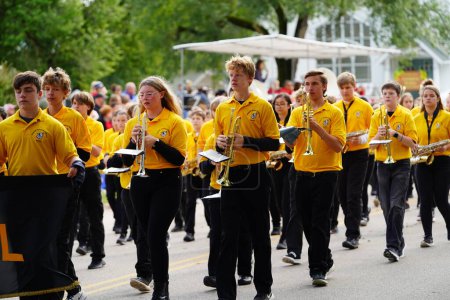 Photo for Warrens, Wisconsin USA - September 25th, 2022: Tomah Middle School musical marching band marched in 2022 Cranfest parade. - Royalty Free Image