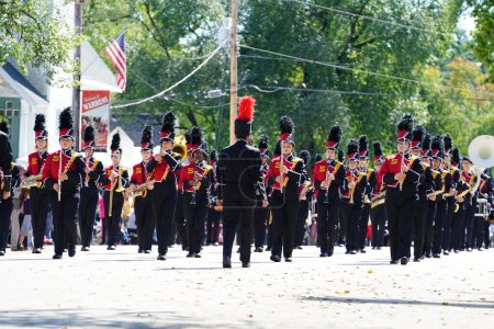 Photo for Warrens, Wisconsin USA - September 25th, 2022: Black River Falls High School marching band marched in Cranfest parade 2022. - Royalty Free Image