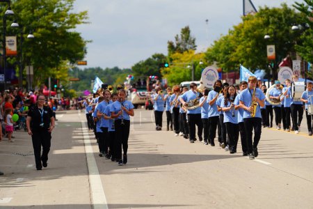 Photo for Wisconsin Dells, Wisconsin USA - September 18th, 2022: Wisconsin Dells High School marching band marched in Wa Zha Wa fall festival parade. - Royalty Free Image