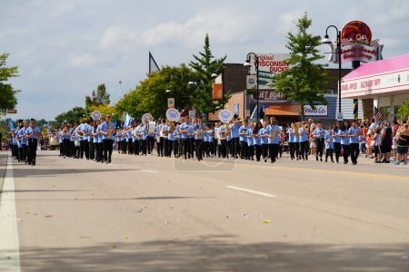 Photo for Wisconsin Dells, Wisconsin USA - September 18th, 2022: Wisconsin Dells High School marching band marched in Wa Zha Wa fall festival parade. - Royalty Free Image
