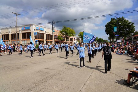 Photo for Wisconsin Dells, Wisconsin USA - September 16th, 2023: Wisconsin Dells High School marching band marched in Wa Zha Wa fall festival parade. - Royalty Free Image