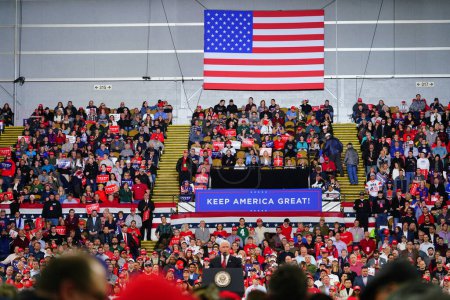 Photo for Milwaukee, Wisconsin / USA - January 14th, 2020: 45th Vice President Mike Pence gave a powerful speech to a crowd of 45th President Donald Trump Supporters Rally at UW-Milwaukee Panther Arena. MAGA! - Royalty Free Image