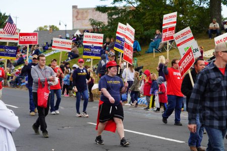 Photo for La Crosse, Wisconsin USA - October 1st, 2022: Supporters of the Republican party of Wisconsin marched in 2022 Oktoberfest parade. - Royalty Free Image